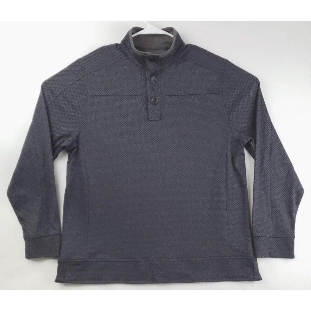 Age of Wisdom Sweater Mens XL Blue Gray Knitted Stretch Long Sleeve Henley Neck